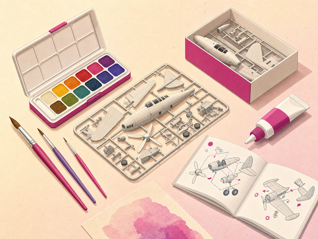 Art and modelling supplies on a table