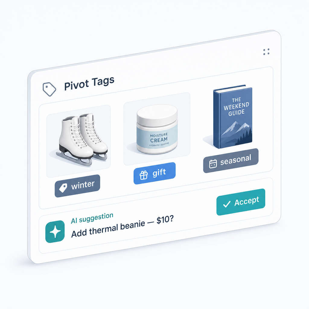 Product cards with their tags